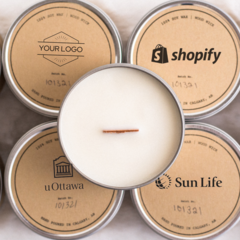 Custom Logo Branded Crackling Wood Wick Candle - Coffeehouse (8oz. 30-46hr burn time)