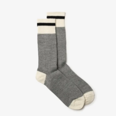 Canadian-Made Black Stripe Wool Cabin Socks