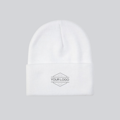 Logo Branded Embroidered Knit Toque - White