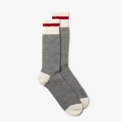 Canadian-Made Red Stripe Wool Cabin Socks